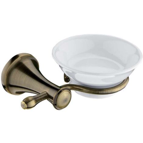 Nimco Lada - Supporto con dispenser di sapone, bianco/ottone LA 19059K-65