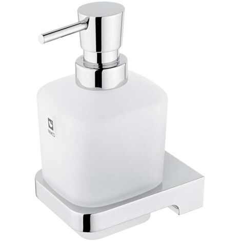 Nimco Maya - Dispenser di sapone liquido con supporto, vetro opaco/cromo MA 29031C-T-26