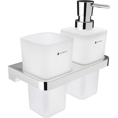 Nimco Maya - Distributore di sapone e tazza con supporto, vetro smerigliato/cromo MA 2905831H-26