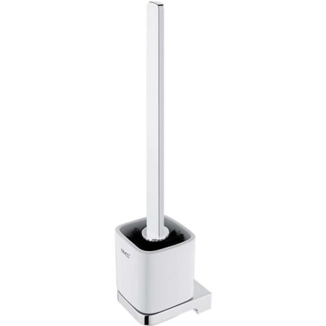 Nimco Maya - Escobillero de pared con soporte, cerámica blanca/cromo MA 29094KN-HR-26