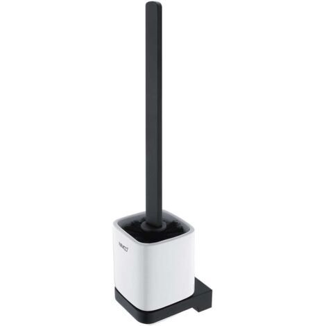Nimco Maya - Escobillero de pared con soporte, cerámica blanca/negra mate MAC 29094KN-HR-90