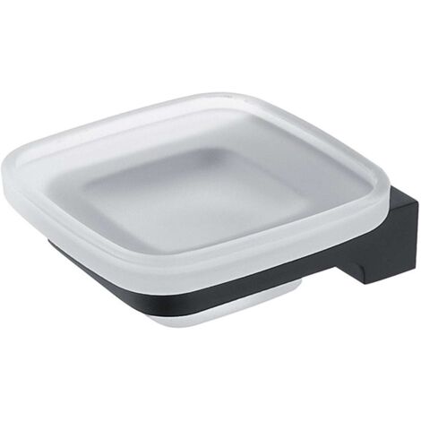 Nimco Maya - Jabonera con soporte, vidrio esmerilado/negro mate MAC 29059C-90