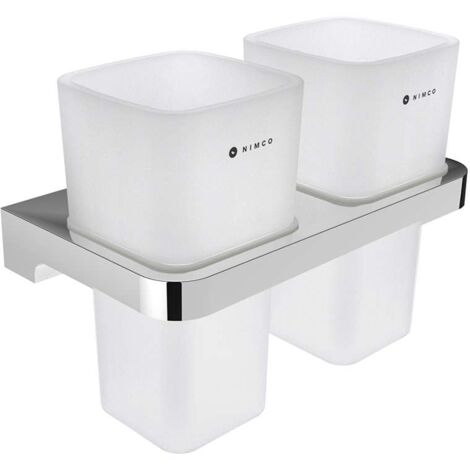Nimco Maya - Portaspazzolino e dentifricio con supporto, vetro opaco/cromo MA 29058D-H-26