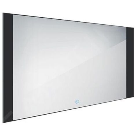 Nimco Miroirs - Miroir avec éclairage LED, 1200x650 mm, capteur tactile, aluminium/noir ZPC 41006V-90
