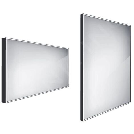 Nimco Miroirs - Miroir avec éclairage LED, 1200x700 mm, aluminium/noir ZPC 13006-90