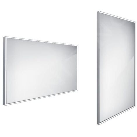 Nimco Miroirs - Miroir avec éclairage LED, 1200x700 mm, carré, aluminium ZP 13006