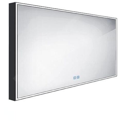 Nimco Miroirs - Miroir avec éclairage LED, 120x70 cm, touches tactiles, noir ZPC 13006VX-90