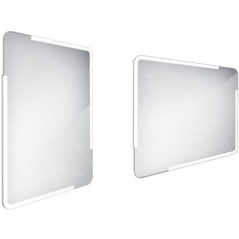 Nimco Miroirs - Miroir avec éclairage LED, 600x800 mm, arrondi, aluminium ZP 15002