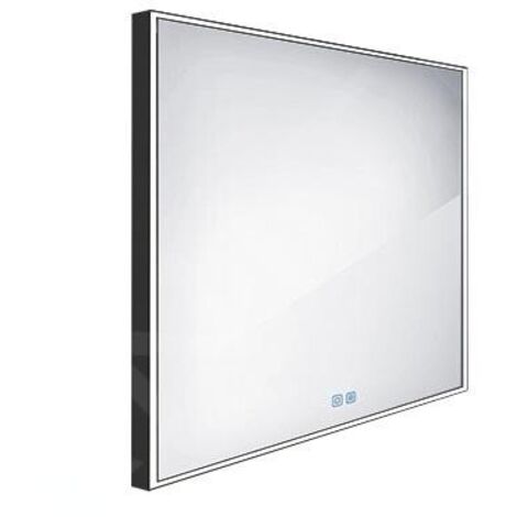 Nimco Miroirs - Miroir avec éclairage LED, 60x60 cm, touches tactiles, noir ZPC 13066VX-90