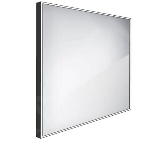 Nimco Miroirs - Miroir avec éclairage LED, 700x700 mm, aluminium/noir ZPC 13077-90
