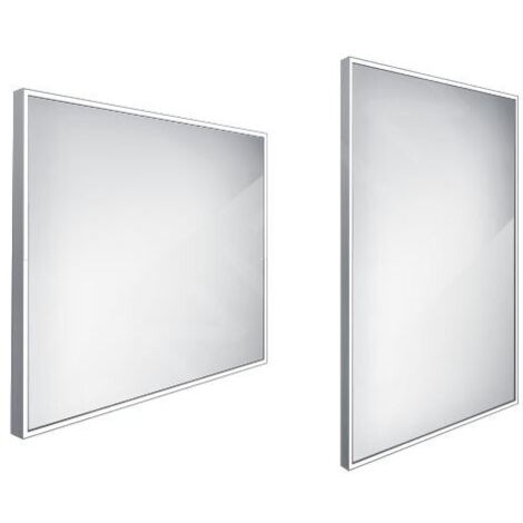 Nimco Miroirs - Miroir avec éclairage LED, 800x700 mm, carré, aluminium ZP 13003