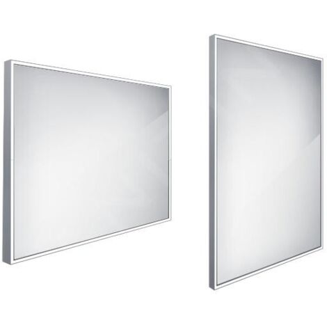 Nimco Miroirs - Miroir avec éclairage LED, 900x700 mm, carré, aluminium ZP 13019