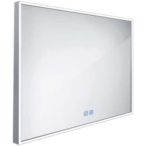 Nimco Miroirs - Miroir avec éclairage LED, 90x70 cm, touches tactiles, aluminium ZP 13019VX