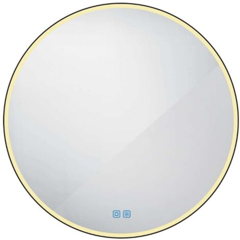 Nimco Miroirs - Miroir avec éclairage LED, diamètre 100 cm, touches tactiles, noir mat ZPC 28004RVX-90