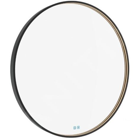 Nimco Miroirs - Miroir avec éclairage LED, diamètre 100 cm, touches tactiles, noir ZPC 31004RVX-90