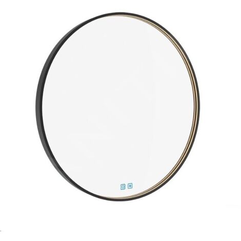 Nimco Miroirs - Miroir avec éclairage LED, diamètre 60 cm, touches tactiles, noir ZPC 31000RVX-90