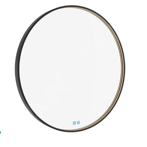 Nimco Miroirs - Miroir avec éclairage LED, diamètre 80 cm, touches tactiles, noir ZPC 31002RVX-90