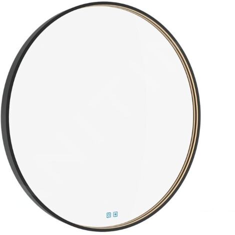 Nimco Miroirs - Miroir avec éclairage LED, diamètre 90 cm, touches tactiles, noir ZPC 31003RVX-90