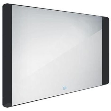 Nimco Miroirs - Miroir avec lumière LED, 1000x600 mm, capteur tactile, aluminium/noir ZPC 42004V-90