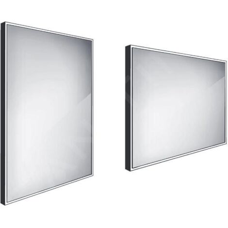 Nimco Miroirs - Miroir avec lumière LED, 600x800 mm, aluminium/noir ZPC 13002-90