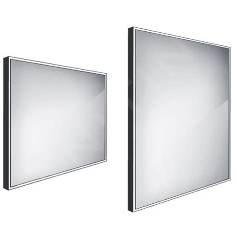 Nimco Miroirs - Miroir avec lumière LED, 800x700 mm, aluminium/noir ZPC 13003-90