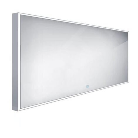 Nimco Miroirs - Miroir dans un cadre avec éclairage LED, 1400x700 mm, capteur tactile, aluminium ZP 13008V