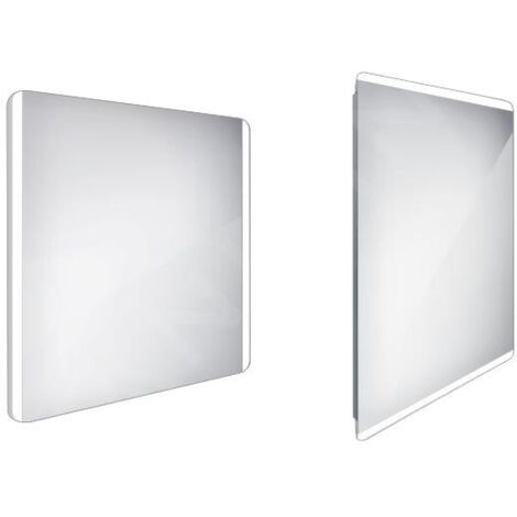 Nimco Miroirs - Miroir de salle de bain LED 800 x 700 mm, arrondi, aluminium ZP 17003
