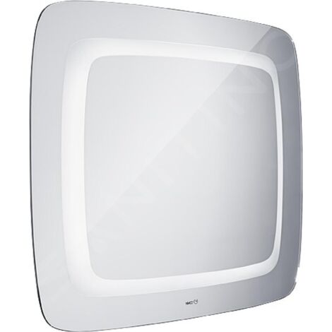 Nimco Miroirs - Miroir de salle de bains avec rétro-éclairage LED série 7000, 800 x 650 mm, arrondi, aluminium ZP 7001