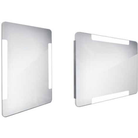 Nimco Miroirs - Miroir de salle de bains éclairé par LED 600 x 800 mm, arrondi, aluminium ZP 18002