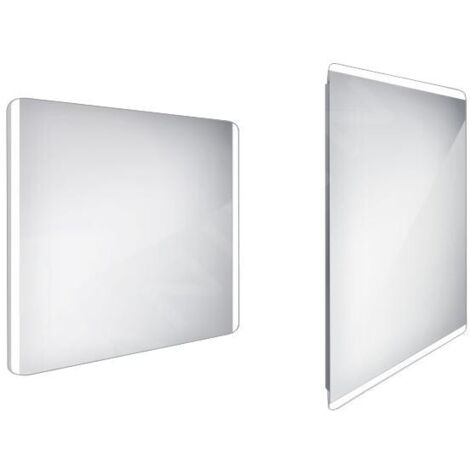 Nimco Miroirs - Miroir de salle de bains éclairé par LED 900 x 700 mm, arrondi, aluminium ZP 17019