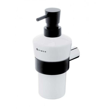 Nimco Nava - Distributore di sapone liquido con supporto, nero opaco/cromo NA 28031KU-T-b