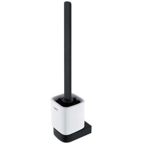 Nimco Nikau - Escobillero de pared con soporte, cerámica blanca/negra mate NKC 30094KN-HR-90