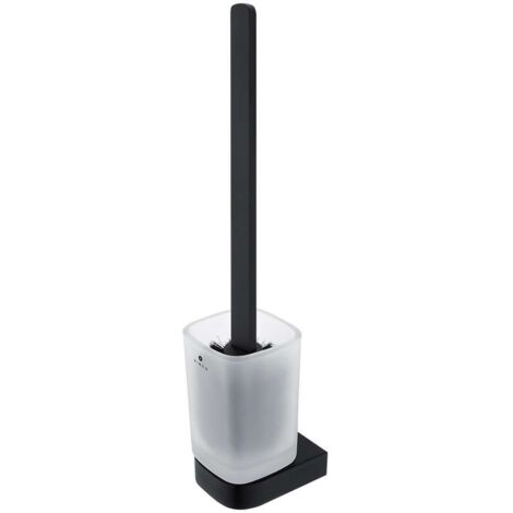 Nimco Nikau - Escobillero de pared con soporte, cristal esmerilado/negro mate NKC 30094CN-HR-90