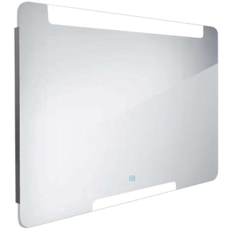 Nimco Specchi - Specchio con illuminazione a LED, 100x70 cm, sensore a sfioramento, alluminio ZP 22004V