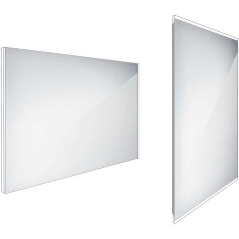Nimco Specchi - Specchio con illuminazione LED, 100x70 cm, alluminio ZP 9004