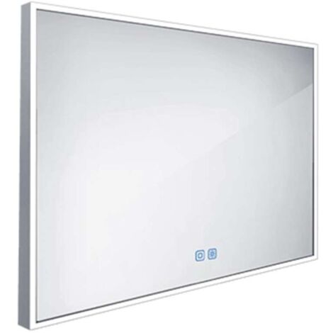 Nimco Specchi - Specchio con illuminazione LED, 100x70 cm, sensore touch, alluminio ZP 13004VX