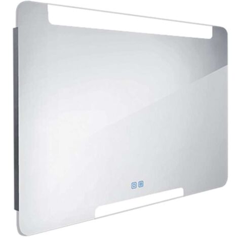 Nimco Specchi - Specchio con illuminazione LED, 100x70 cm, sensore touch, alluminio ZP 22004VX