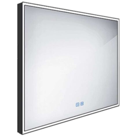 Nimco Specchi - Specchio con illuminazione LED, 100x70 cm, sensore touch, nero opaco ZPC 13004VX-90
