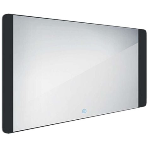 Nimco Specchi - Specchio con illuminazione LED, 120x65 cm, sensore a sfioramento, alluminio/nero ZPC 42006V-90