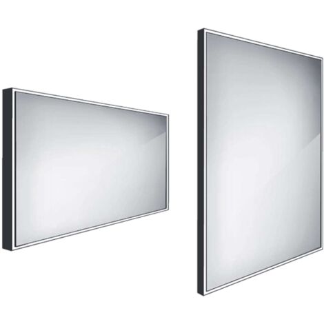 Nimco Specchi - Specchio con illuminazione LED, 120x70 cm, alluminio/nero ZPC 13006-90