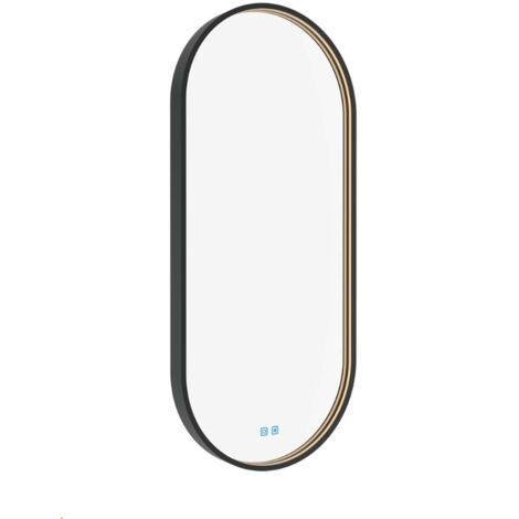 Nimco Specchi - Specchio con illuminazione LED, 50x100 cm, sensore tattile, nero ZPC 32004LVX-90