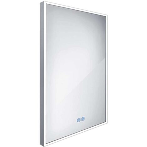 Nimco Specchi - Specchio con illuminazione LED, 50x70 cm, sensore touch, alluminio ZP 13001VX