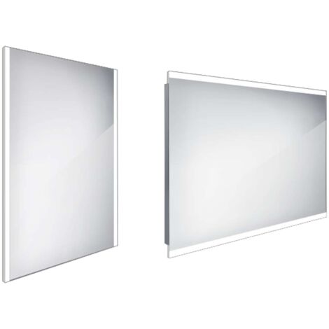 Nimco Specchi - Specchio con illuminazione LED, 60x80 cm, quadrato, alluminio ZP 11002