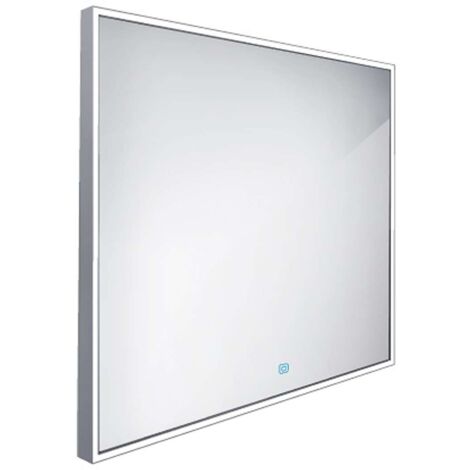 Nimco Specchi - Specchio con illuminazione LED, 70x70 cm, sensore a sfioramento, alluminio ZP 13077V