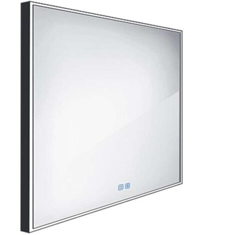 Nimco Specchi - Specchio con illuminazione LED, 70x70 cm, sensore tattile, nero ZPC 13077VX-90