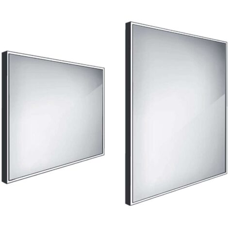 Nimco Specchi - Specchio con illuminazione LED, 80x70 cm, alluminio/nero ZPC 13003-90