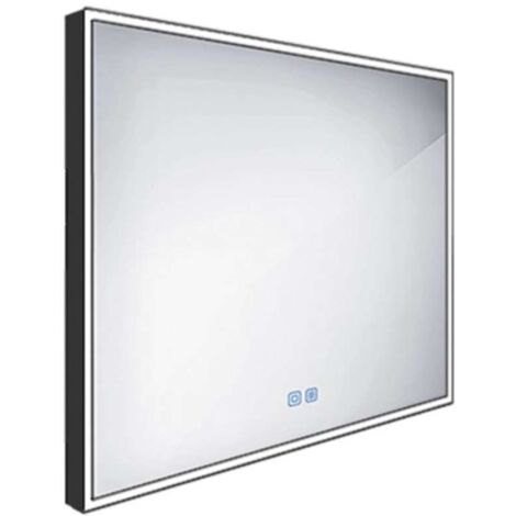 Nimco Specchi - Specchio con illuminazione LED, 80x70 cm, sensore touch, nero opaco ZPC 13003VX-90
