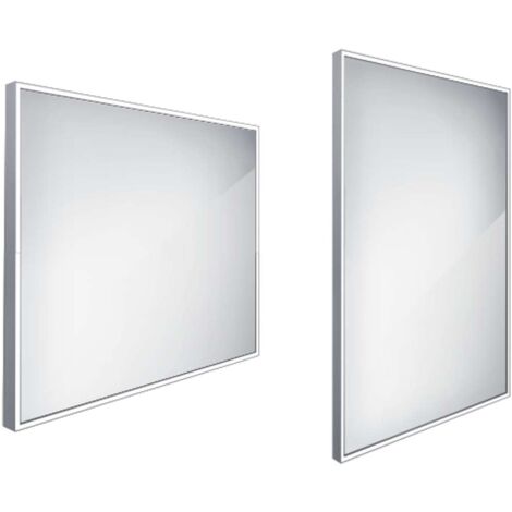 Nimco Specchi - Specchio con illuminazione LED, 80x70 cm, squadrato, alluminio ZP 13003