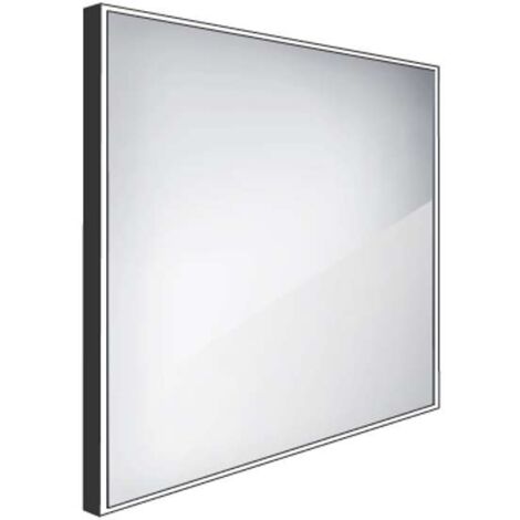 Nimco Specchi - Specchio con luce LED, 60x60 cm, alluminio/nero ZPC 13066-90