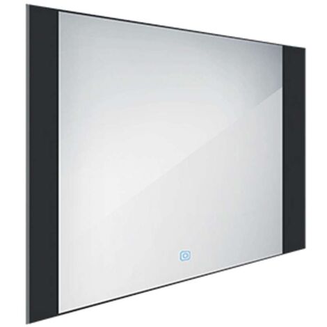 Nimco Specchi - Specchio con luce LED, 80x60 cm, sensore a sfioramento, alluminio/nero ZPC 41003V-90